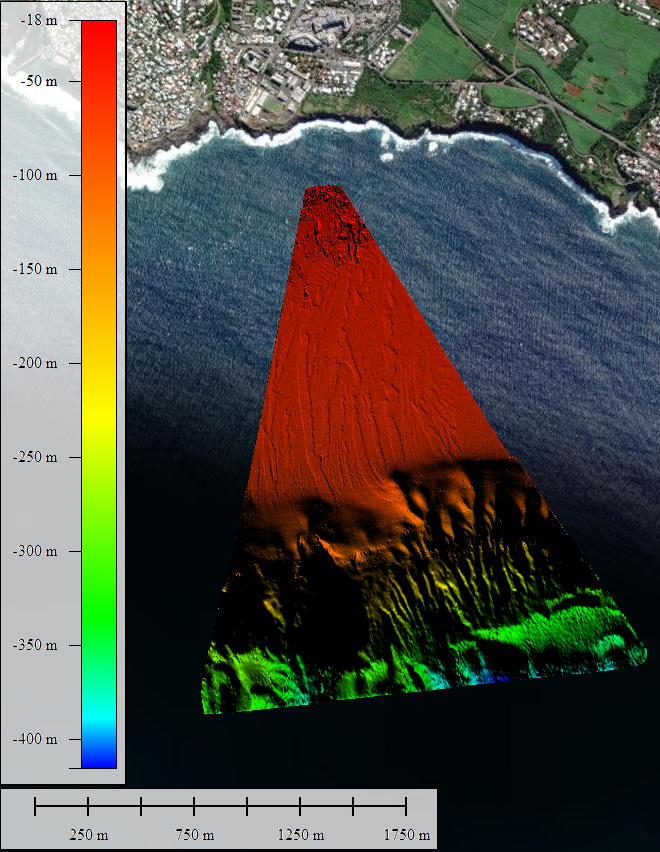 Rendu bathymétrique pour le projet de SWAC à La Réunion réalisé par ID OCEAN